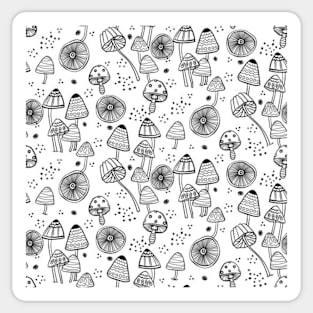 Black and White Mushroom Pattern Sticker